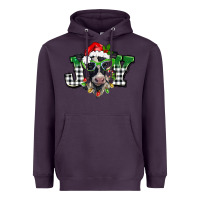 Plum Christmas joy black and white cow Heavyweight Hoodie - BarkalooDesign