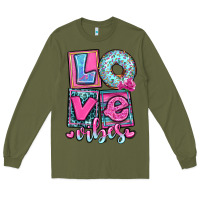 Army Green love vibes Long Sleeve Tee - OliviaCreatesArt