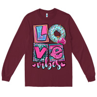 Burgundy love vibes Long Sleeve Tee - OliviaCreatesArt