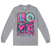 Heather Grey love vibes Long Sleeve Tee - OliviaCreatesArt