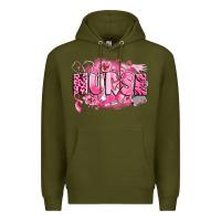 Army Green breast cancer nurse Premium Hoodie - LillyAllenDesigns