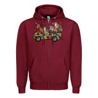 Burgundy farm animals autism Zipper Hoodie - RacoonDesign