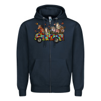 Navy farm animals autism Zipper Hoodie - RacoonDesign