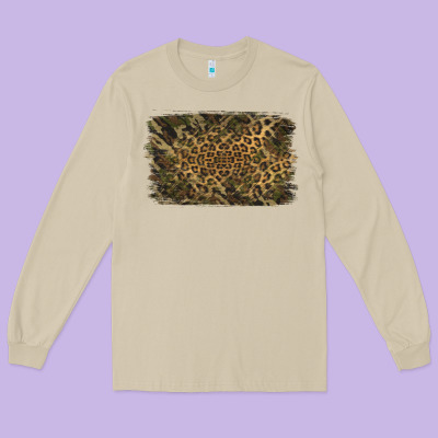 Camouflage Leopard Background Long Sleeve Tee Designed By Jasminsmagicworld