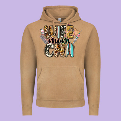 Wife Mom Cna Vintage Hoodie Designed By Cowgirlartshop