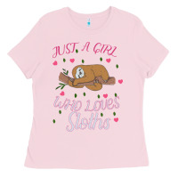 Bubblegum Pink Just A Girl Who Lowes Sloths Ladies Tee - Bettercallsaul