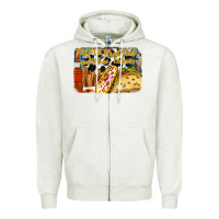 Oatmeal Heather feed me street food and tell me im pretty Zipper Hoodie - RacoonDesign