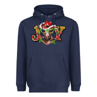 Navy christmas joy baby cow Heavyweight Hoodie - BarkalooDesign
