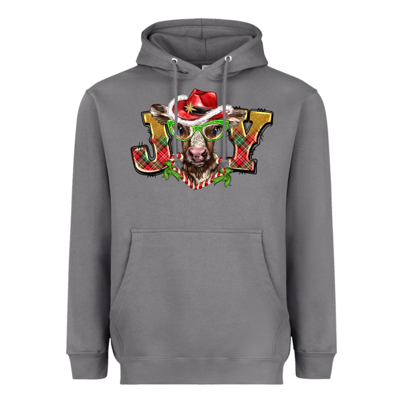 Christmas Joy Baby Cow Heavyweight Hoodie by BarkalooDesign | Teevron