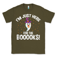 Army Green teacher halloween bookworm just here for the boooks ghost tank top Classic Tee - trangStudio