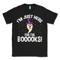 Black teacher halloween bookworm just here for the boooks ghost tank top Classic Tee - trangStudio