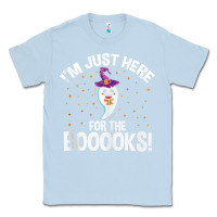 Dusty Blue teacher halloween bookworm just here for the boooks ghost tank top Classic Tee - trangStudio