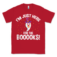 Red teacher halloween bookworm just here for the boooks ghost tank top Classic Tee - trangStudio