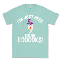 Seafoam teacher halloween bookworm just here for the boooks ghost tank top Classic Tee - trangStudio