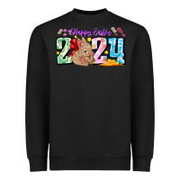 Black Happy Easter 2024 Heavyweight Sweatshirt - CowhideDigitalArt