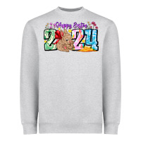 Heather Grey Happy Easter 2024 Heavyweight Sweatshirt - CowhideDigitalArt