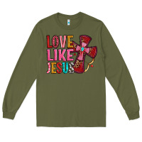 Army Green love like jesus Long Sleeve Tee - OliviaCreatesArt