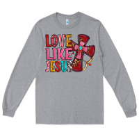 Heather Grey love like jesus Long Sleeve Tee - OliviaCreatesArt