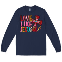 Navy love like jesus Long Sleeve Tee - OliviaCreatesArt