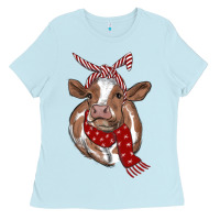 Baby Blue christmas scarf heifer Ladies Tee - RanaPortraitStore