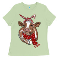 Matcha christmas scarf heifer Ladies Tee - RanaPortraitStore