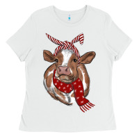 White christmas scarf heifer Ladies Tee - RanaPortraitStore