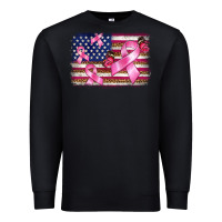 Black breast cancer american flag background Premium Sweatshirt - BarkalooDesign