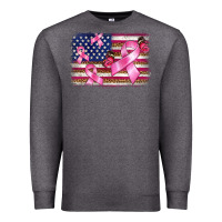 Charcoal Heather breast cancer american flag background Premium Sweatshirt - BarkalooDesign