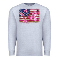 Heather Grey breast cancer american flag background Premium Sweatshirt - BarkalooDesign