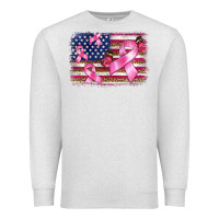 Oatmeal Heather breast cancer american flag background Premium Sweatshirt - BarkalooDesign