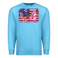 Ocean Blue breast cancer american flag background Premium Sweatshirt - BarkalooDesign