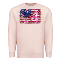 Pale Pink breast cancer american flag background Premium Sweatshirt - BarkalooDesign