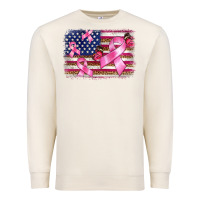 Breast Cancer American Flag Background Premium Sweatshirt | Teevron