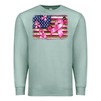 Seafoam breast cancer american flag background Premium Sweatshirt - BarkalooDesign