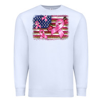 White breast cancer american flag background Premium Sweatshirt - BarkalooDesign