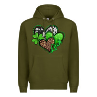 Army Green St. Patrick's Day hearts Premium Hoodie - Jasminsmagicworld