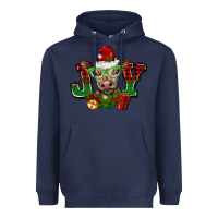 Navy christmas joy cow Heavyweight Hoodie - BarkalooDesign