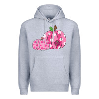 Heather Grey halloween fall pink pumpkin Premium Hoodie - trangStudio