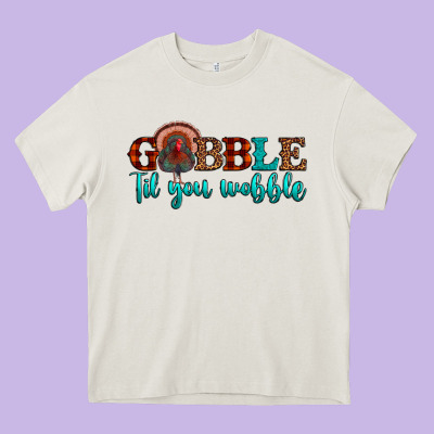 Gobble Til You Wobble Heavy Core Tee Designed By Jahusdesignshop