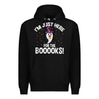 Black teacher halloween bookworm just here for the boooks ghost tank top Premium Hoodie - trangStudio