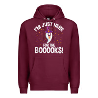 Burgundy teacher halloween bookworm just here for the boooks ghost tank top Premium Hoodie - trangStudio