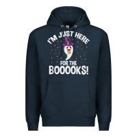 Navy teacher halloween bookworm just here for the boooks ghost tank top Premium Hoodie - trangStudio