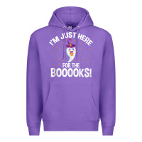 Purple teacher halloween bookworm just here for the boooks ghost tank top Premium Hoodie - trangStudio
