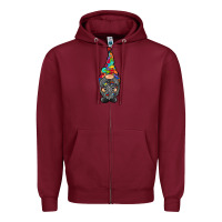 Burgundy gnome autism Zipper Hoodie - RacoonDesign