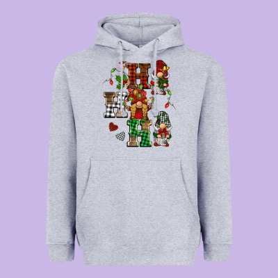 Christmas Ho Ho Ho Gnomes Heavyweight Hoodie Designed By Barkaloodesign