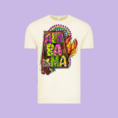 Mardi Gras Alabama Map Vintage Tee Designed By Cowgirlartshop