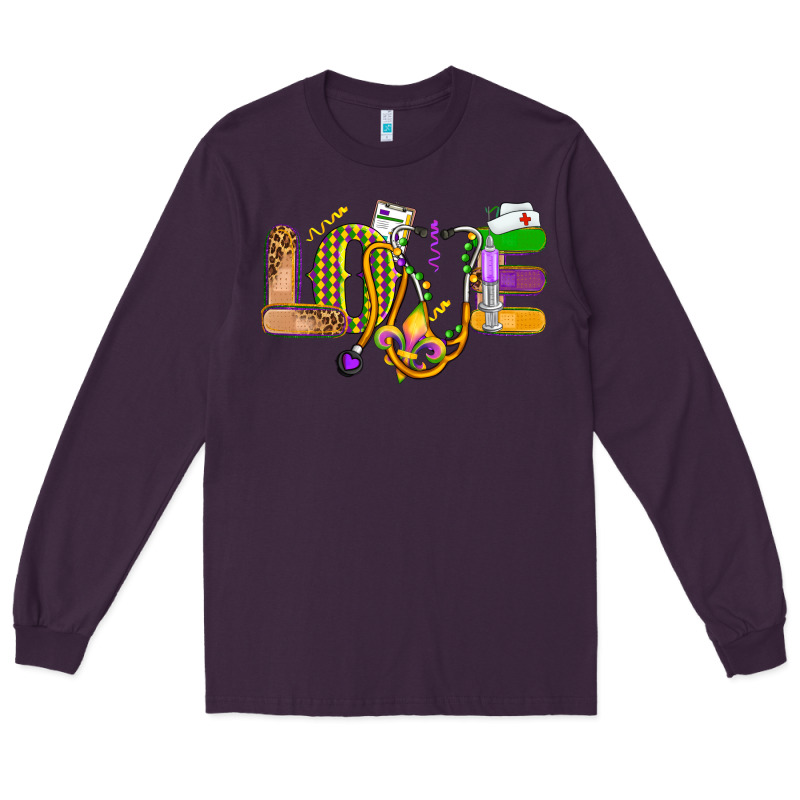 Love Nurse Mardi Gras Long Sleeve Tee by OliviaCreatesArt | Teevron