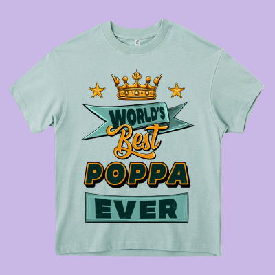 World's Best Poppa Ever Heavy Core Tee Designed By Jasminsmagicworld