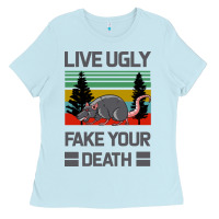 Baby Blue Lıve Ugly Fake Your Death Ladies Tee - Bettercallsaul