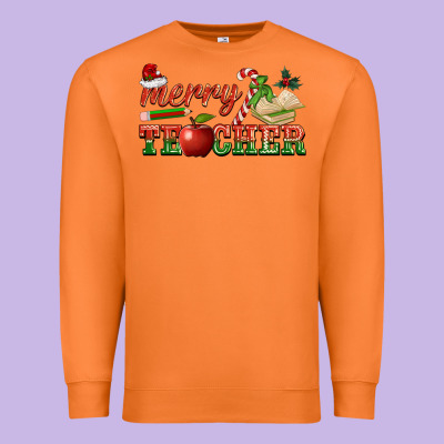 Merry Teacher Premium Sweatshirt Designed By Barkaloodesign